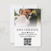 Elegante moderne typografie QR-code vervaagde foto Save The Date (Voorkant)