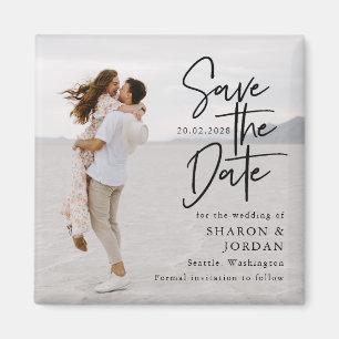Elegante moderne typografie Save the Date Wedding Magneet