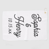 Elegante moderne typografie Script bruiloft gunst Golfhanddoek (Horizontaal)