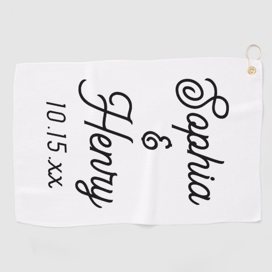 Elegante moderne typografie Script bruiloft gunst Golfhanddoek (Horizontaal)