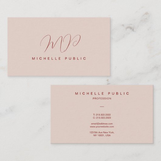 Elegante moderne typografie script monogram visitekaartje (Voorkant / Achterkant)