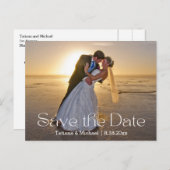 Elegante moderne typografie Sla de datumfoto Aankondigingskaart (Voorkant / Achterkant)