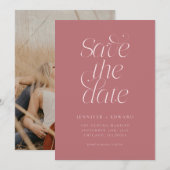 Elegante moderne typografie Stof roze trouwen Save The Date (Voorkant / Achterkant)