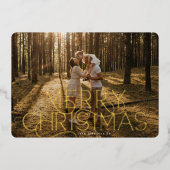 Elegante & Moderne Typografie VROLIJKE KERSTFOTO Folie Feestdagenkaart (Voorkant)