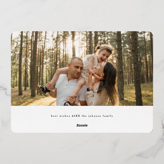 Elegante & Moderne Typografie VROLIJKE KERSTFOTO Folie Feestdagenkaart (Achterkant)