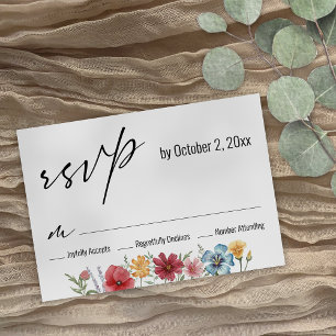 Elegante moderne typografie Waterverf Wildflower RSVP Kaartje