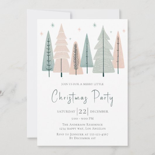 Elegante Moderne Uitnodiging van het Kerstmisparti (Voorkant)