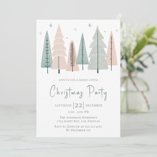 Elegante Moderne Uitnodiging van het Kerstmisparti (Staand voorkant)