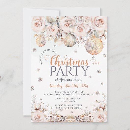 Elegante Moderne Uitnodiging van het Kerstmisparti (Voorkant)