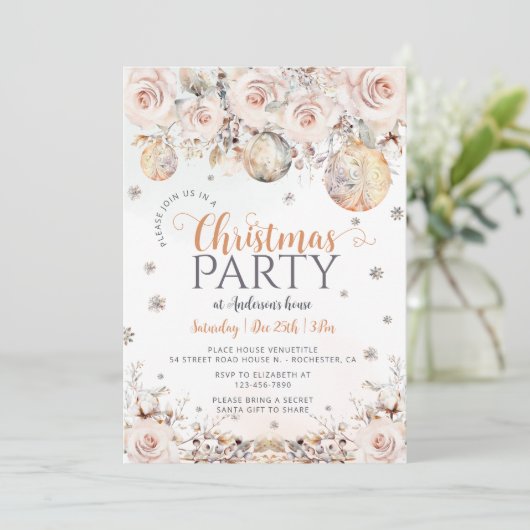 Elegante Moderne Uitnodiging van het Kerstmisparti (Staand voorkant)