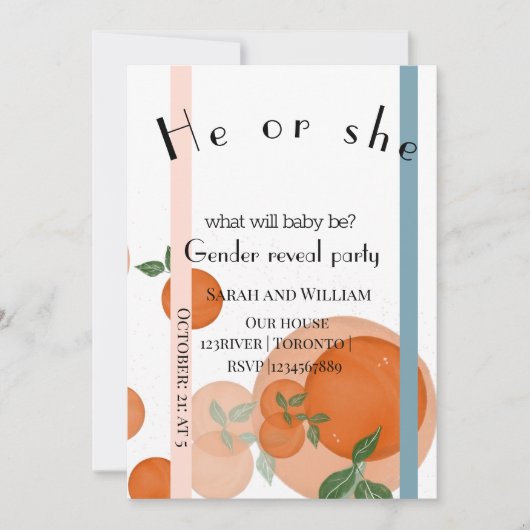 Elegante, moderne uitnodiging voor genderonthullin (Voorkant)