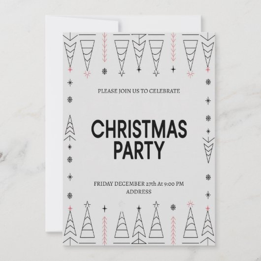 Elegante moderne uitnodiging voor kerstfeest  (Voorkant)