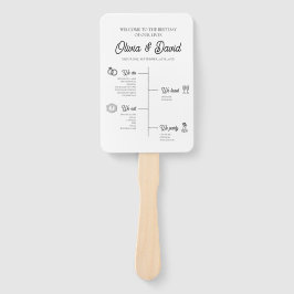 Elegante moderne unieke bruiloft tijdlijn programm handwaaier