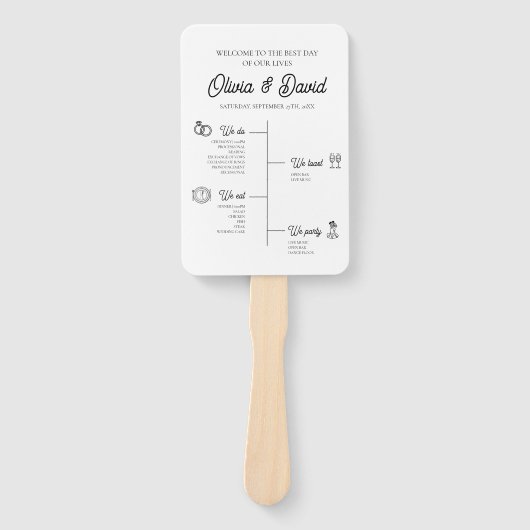 Elegante moderne unieke bruiloft tijdlijn programm handwaaier (Voorkant)