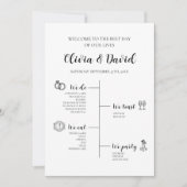 Elegante moderne unieke bruiloft tijdlijn programm kaart (Voorkant)