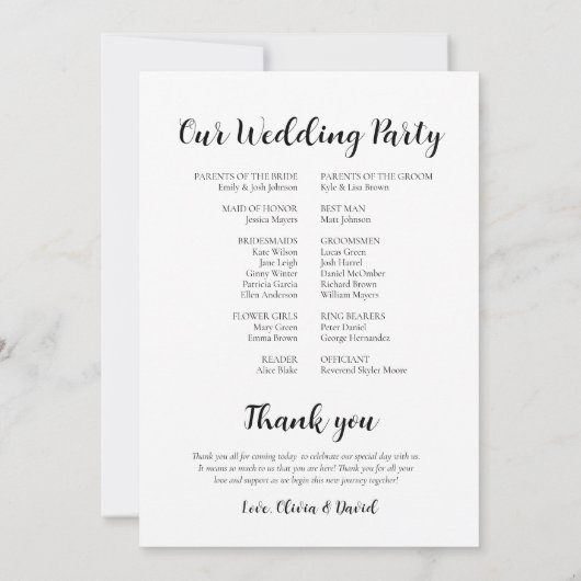 Elegante moderne unieke bruiloft tijdlijn programm kaart (Achterkant)