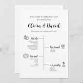 Elegante moderne unieke bruiloft tijdlijn programm kaart (Voorkant / Achterkant)