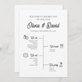 Elegante moderne unieke bruiloft tijdlijn programm kaart (Voorkant / Achterkant)