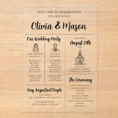 Elegante moderne unieke infographic bruiloft progr acryl uitnodigingen (Voorkant)