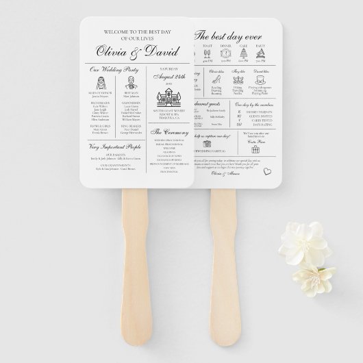 Elegante moderne unieke infographic bruiloft progr handwaaier (Voorkant en achterkant)