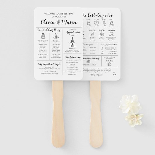 Elegante moderne unieke infographic bruiloft progr handwaaier (Voorkant en achterkant)