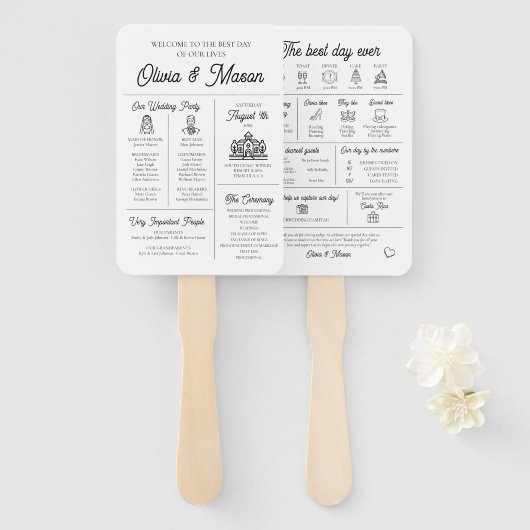 Elegante moderne unieke infographic bruiloft progr handwaaier (Voorkant en achterkant)