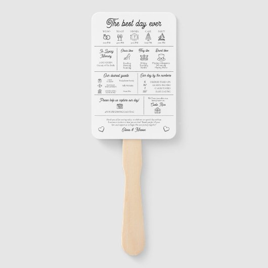 Elegante moderne unieke infographic bruiloft progr handwaaier (Achterkant)