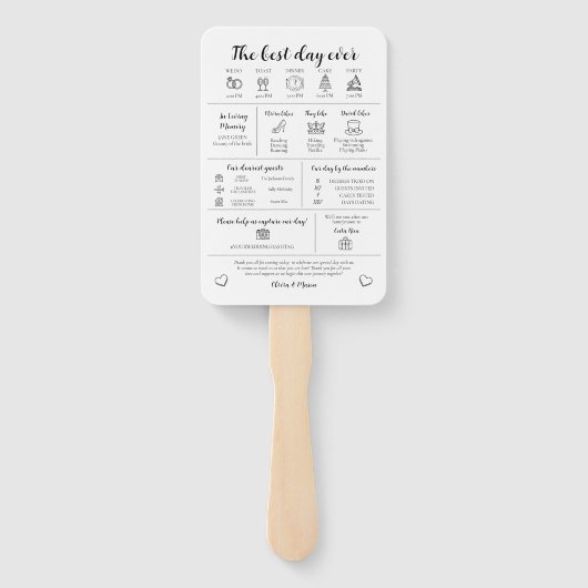 Elegante moderne unieke infographic bruiloft progr handwaaier (Achterkant)