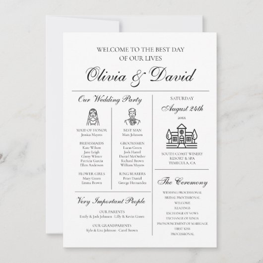 Elegante moderne unieke infographic bruiloft progr kaart (Voorkant)