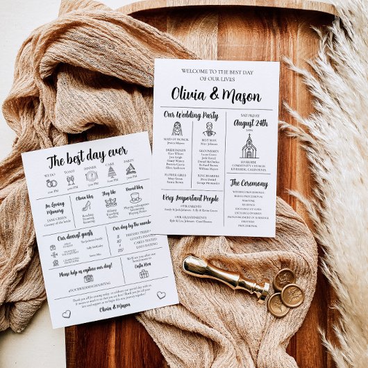 Elegante moderne unieke infographic bruiloft progr kaart