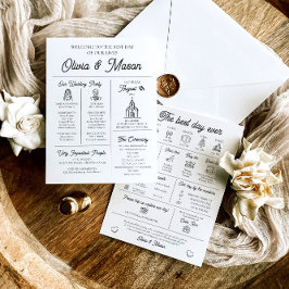 Elegante moderne unieke infographic bruiloft progr kaart