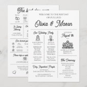 Elegante moderne unieke infographic bruiloft progr kaart (Voorkant / Achterkant)