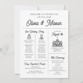 Elegante moderne unieke infographic bruiloft progr kaart