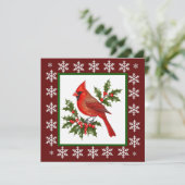 Elegante moderne unieke rode vogel Kerstmis Feestdagenkaart (Staand voorkant)