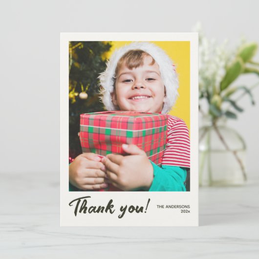 Elegante moderne vakantiefoto dank u kaart (Staand voorkant)