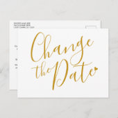 Elegante moderne verander de datum gouden script briefkaart (Voorkant / Achterkant)