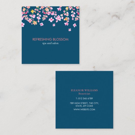 Elegante moderne verfrissende bloesem plein vierkante visitekaartje (Voorkant / Achterkant)