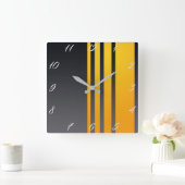 Elegante, moderne, verticale gele lijnen, donkergr vierkante klok (Huis)