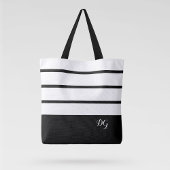 Elegante moderne vette streep monogram initiaal zw tote bag