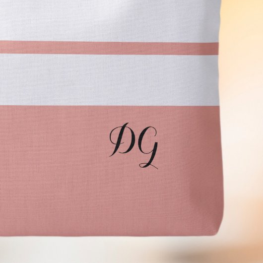 Elegante moderne vette strepen monogram beginsel r tote bag