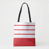 Elegante moderne vette strepen Monogram Initiaal R Tote Bag (Voorkant)