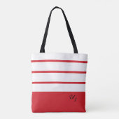 Elegante moderne vette strepen Monogram Initiaal R Tote Bag (Achterkant)