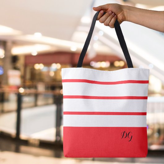 Elegante moderne vette strepen Monogram Initiaal R Tote Bag