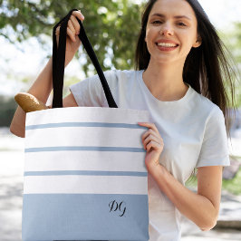 Elegante moderne vette strepen Monogram Initialen  Tote Bag