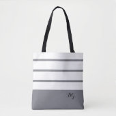 Elegante moderne vette strepen monogram initialen tote bag (Voorkant)