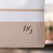 Elegante moderne vette strepen monogram neutraal b tote bag