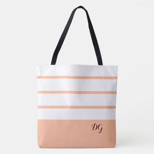 Elegante moderne vette strepen monogram trendy per tote bag (Voorkant)