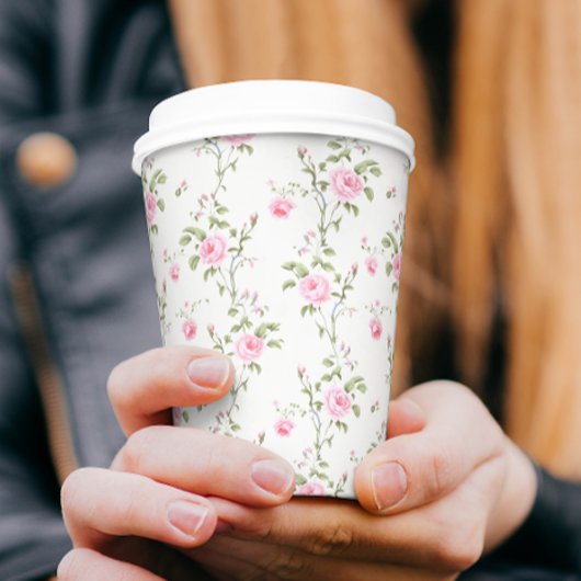 Elegante Moderne Vintage Bloem Roos Papieren Bekers