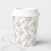Elegante Moderne Vintage Bloem Roos Papieren Bekers (Achterkant)
