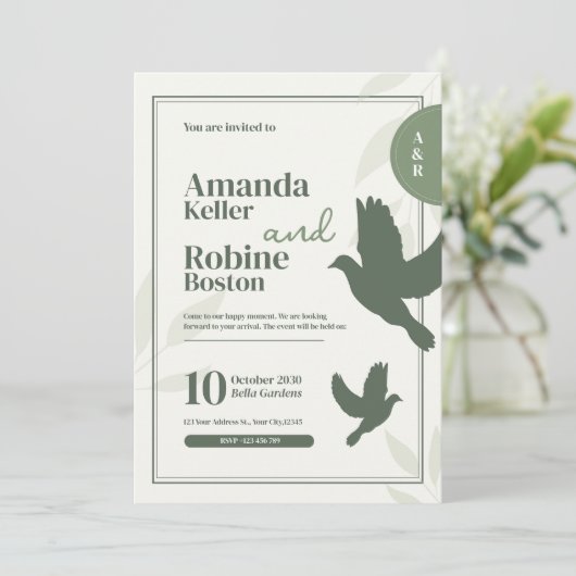 Elegante moderne vintage bruiloft uitnodiging (Staand voorkant)